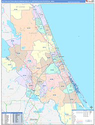 Deltona-Daytona Beach-Ormond Beach Metro Area Wall Map Color Cast Style 2026
